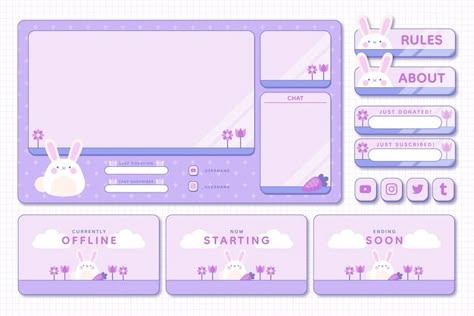 Streaming Layout Design, Cute Frame Design, Stream Overlay Design Free, Vtuber Layout Design, Overlay For Twitch, Vtuber Twitch Overlay, Cute Twitch Panels, Vtuber Assets Free, Cute Twitch Banner