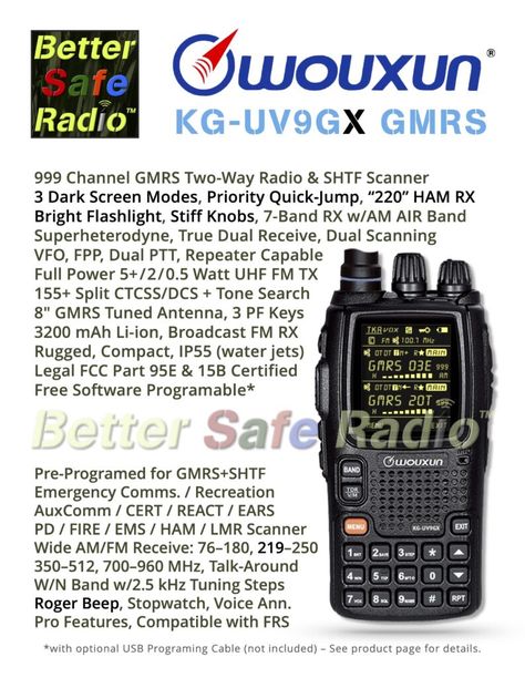 Wouxun KG-UV9GX GMRS Two-Way Radio Superheterodyne Receiver, Gmrs Radio, Radio Scanner, Emergency Radio, Ham Radio Antenna, Emergency Preparation, Two-way Radios, Radio Antenna, Programing Software