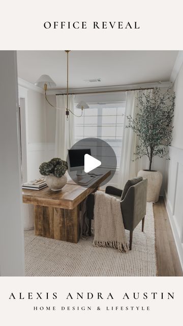 Alexis Austin on Instagram: "Sharing a glimpse into my new home office! 

When decorating this space, I wanted to step out of my comfort zone and embrace earthy tones for a cozy, lived-in feel. Loving how this vintage-inspired dining table doubles as my desk, giving me all the workspace I need, and this green linen chair brings just the right touch of warmth!

Comment “office” to shop this look 🤍 #ltkseasonal #ltkhome #ltkstyletip" My New Home, Out Of My Comfort Zone, Linen Chair, My Desk, Comfort Zone, Earthy Tones, Work Space, House Ideas, New Home