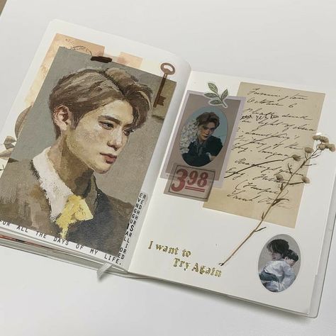 Jaehyun Fanart, Nct 127 Jaehyun, Kpop Album, Bullet Journal Aesthetic, Bullet Journal Writing, Journal Themes, Journal Aesthetic, Vintage Journal, Binder Covers