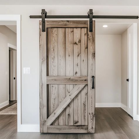 How To Make A Barn Door, At Home Salon Ideas, Salvaged Wood Projects, Barn Door Diy, Barn Wood Mirror, Farmhouse Barn Door, Barn Bedrooms, Barn Wood Picture Frames, Country Style Interiors