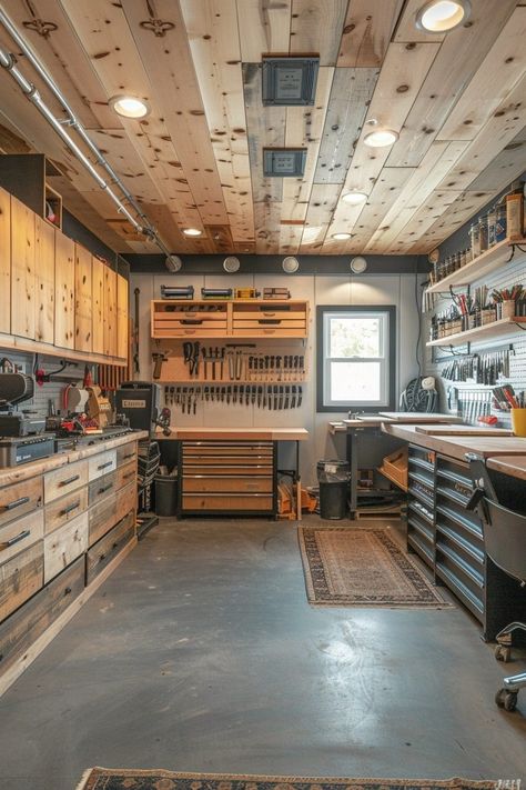 29 Bonus Room Ideas to Maximize Your Extra Space 25 Office Workshop Ideas, Shop Setup Ideas, Wood Workshop Ideas, Garage Wood Shop, Workshop Design Ideas, Home Workshop Garage, Workshop Safety, Dream Workshop, Garage Workshop Layout