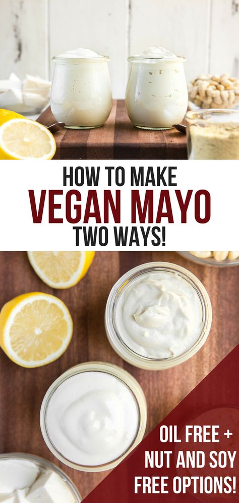 Forget store-bought, make your own Vegan Mayo using this easy recipe! It's Oil-Free, Healthy, and has both Nut-Free and Soy-Free Options. #mayo #healthymayo #veganmayo #mayonnaise #mayorecipe #oilfreemayo #nutfree #soyfree #glutenfree #vegan #dairyfree #plantbased via frommybowl.com Healthy Ranch Recipe, Cashew Mayo, Vegan Mayonaise, Healthy Vegan Dessert, Soy Free Vegan, Vegan Dip, Vegan Mayo, Vegan Mayonnaise, Vegan Sauces