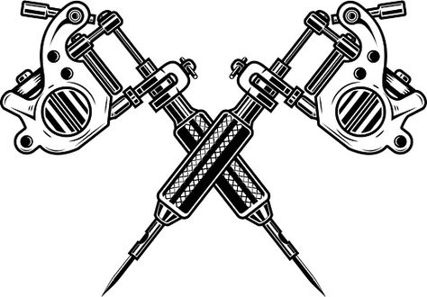 Coil Machine Tattoo Design, Tattooing Machine, Tattoo Machine Drawing, Tattoo Machine Design, Coil Tattoo Machine, Machine Logo, Cool Tattoo Drawings, Cross Vector, Cross Tattoos