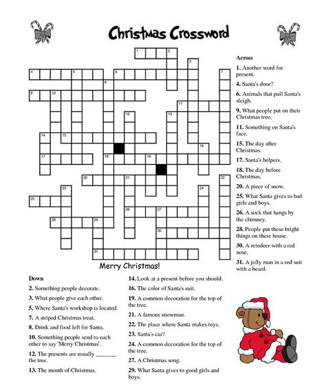 Christmas Crossword Puzzles - Best Coloring Pages For Kids Kids Crossword Puzzles, Christmas Crossword Puzzles, Free Printable Crossword Puzzles, Christmas Crossword, Hidden Picture Puzzles, Printable Crossword Puzzles, Christmas Word Search, Christmas Worksheets, Holiday Puzzle