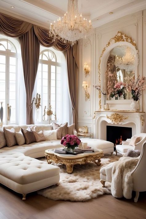 French Living Rooms, Aesthetic Living Room, Room Cozy, Dream House Rooms, Luxury Rooms, Luxury Homes Interior, Elegant Living Room, Decoration Idea, Decor Aesthetic