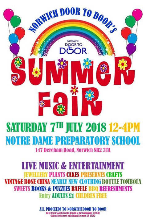 Norwich Door to Door is holding its summer fete on Saturday 7th July Summer Fair Ideas, School Reception, Graphic Designer Working, Fair Poster, Fair Pictures, Fete Ideas, Pta Fundraising, School Fair, Pta Ideas