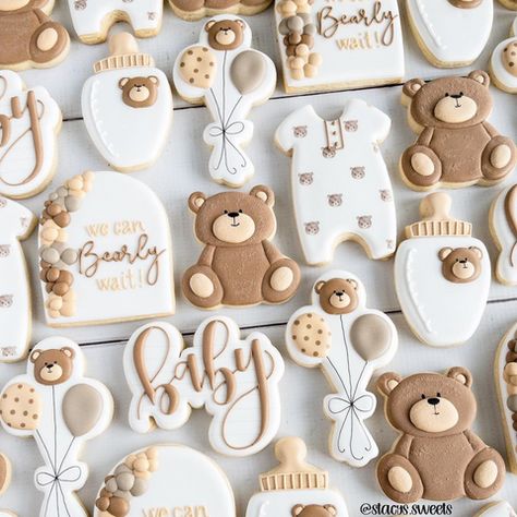 We Can Bearly Wait Themed Baby Shower Ideas – Cuddle Palette Teddy Bear Baby Shower Theme Desserts, Brown Bear Gender Reveal, We Can Bearly Wait Treat Table, Baby Shower Themes Teddy Bear, We Can't Bearly Wait Decoration, Brown Bear Baby Shower Ideas, Baby Shower Boy Bear Theme, Bearly Wait Baby Shower Cookies, Cant Bearly Wait