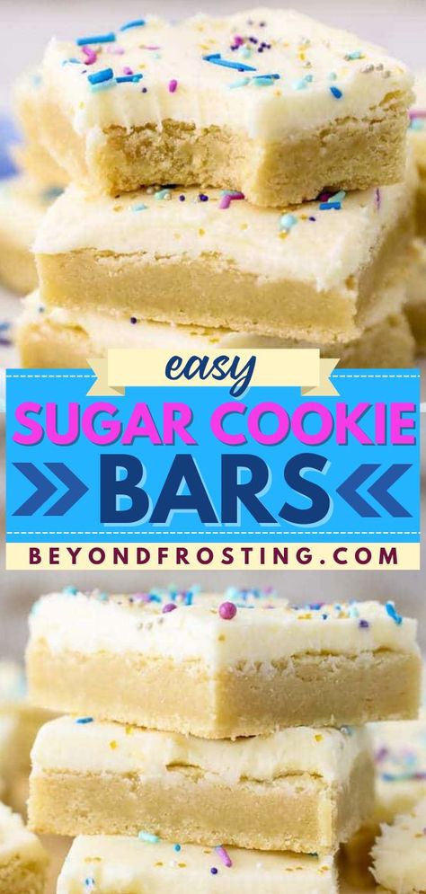 Sugar Cookie Bars, christmas desserts, holiday baking recipes, sweet treats Bar Sugar Cookie Recipe, No Bake Cookie Bars Easy Recipes, Sugar Cookie Fudge Recipe, Easy Bars Recipes, Easy Sugar Cookie Bars, Simple Sweet Treats, Easy Cookie Bars, Chewy Cookie Bars, Sugar Cookie Bars Recipe