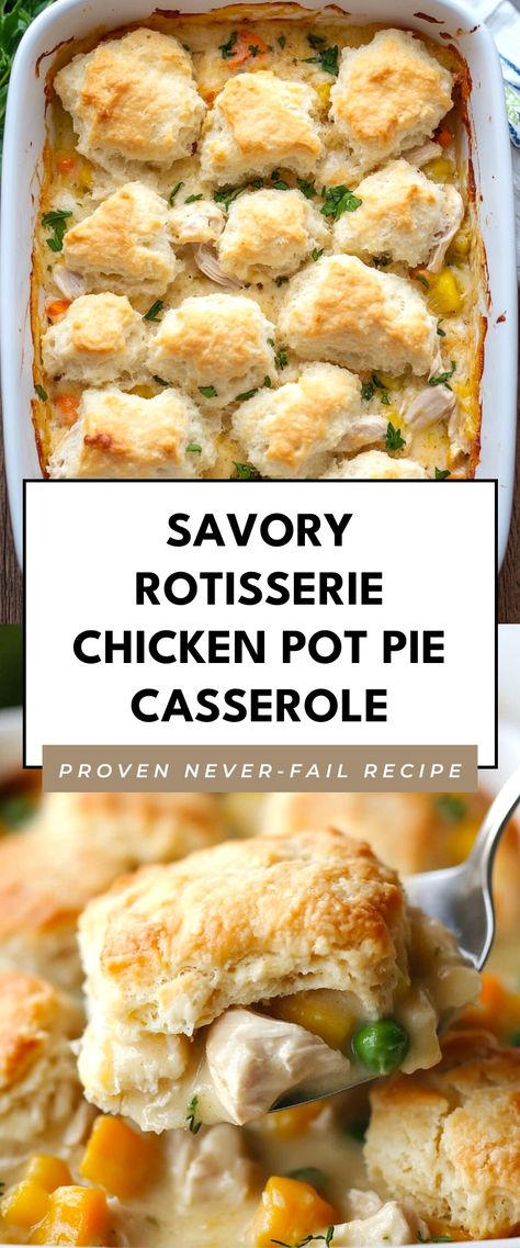 Image for Savory Rotisserie Chicken Pot Pie Casserole Chicken Pot Pie With Shredded Chicken, Rotisserie Chicken Recipes Pot Pie, Food With Rotisserie Chicken, Easy Rotisserie Chicken Casserole, Rustic Chicken Pot Pie, Chicken Pot Pie Dump Casserole, Easiest Chicken Pot Pie, Leftover Chicken Pot Pie Recipes, Chicken Pot Pie For A Large Crowd