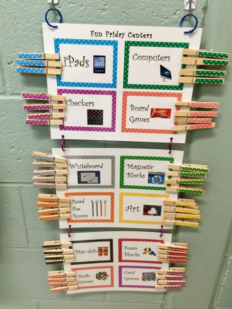 Fun Friday Activities Classroom Ideas, Center Chart, Fun Friday Activities, Friday Activities, Checkers Board Game, Continuous Provision, Classroom Centers, Data Tracking, Fun Friday