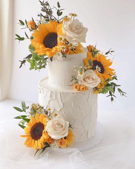 🌻 . . . . . . . . . . . . . . . . . . . . . #cakes #cake #cakedecorating #chocolate #birthdaycake #cakesofinstagram #cupcakes #food… | Instagram Sun Flower Cake Designs, Wedding Cake With Sunflowers And Roses, Sunflower Wedding Cake Ideas, Sunflower Wedding Cakes, Wedding Cakes Sunflower, Sunflower Wedding Cupcakes, Sunflower Birthday Cakes, Fall Sunflower Weddings, Birthday Sunflower