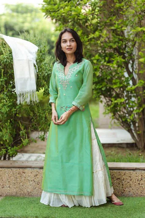 Lemon Colour Suit, Simple Kurta, Gota Patti Work, Suit Styles, Long Gown Design, Long Kurtis, Lehnga Dress, Simple Kurta Designs, Designer Kurti Patterns