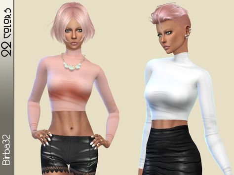 Birba32's Basic - High neck Sims 4 The Sims Resource, Basic Tshirts, Cc Clothes, Colors Hair, Basic T Shirts, Female Clothing, High Neck Top, Clothing Sets, The Sims Resource