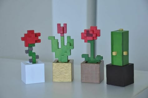 Minecraft Rose, Real Life Minecraft, Diy Minecraft Decorations, Minecraft Diy Crafts, Minecraft Room Decor, Minecraft Gifts, Diy Minecraft, Minecraft Room, Minecraft Decorations