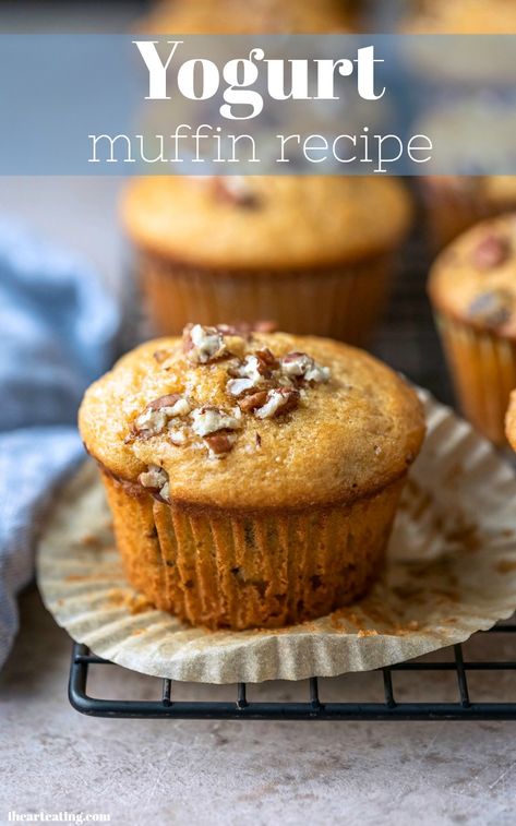 Yogurt Muffin Recipe Muffin Recipes Using Yogurt, Recipes Using Plain Yogurt Baking, Muffins Made With Yogurt, Muffins With Greek Yogurt Healthy, Vanilla Yogurt Muffins, Greek Yogurt Muffins Healthy, Yogurt Muffin Recipes, Oat Greek Yogurt Muffins, Cranberry Yogurt Muffins