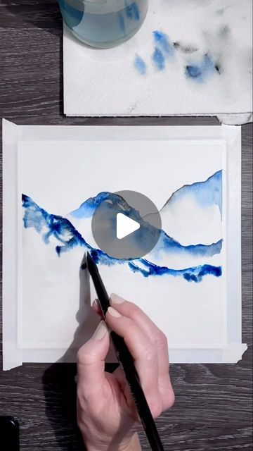 How To Watercolor Mountains, Simple Mountain Watercolor, Watercolor Inspirations Beginner, Watercolour Mountains Landscapes, Easy Watercolor Mountains, Aquarelle Painting Landscape, Drawing Nature Watercolor, Loose Watercolor Paintings Tutorials, Watercolor Art For Beginners Simple Landscape