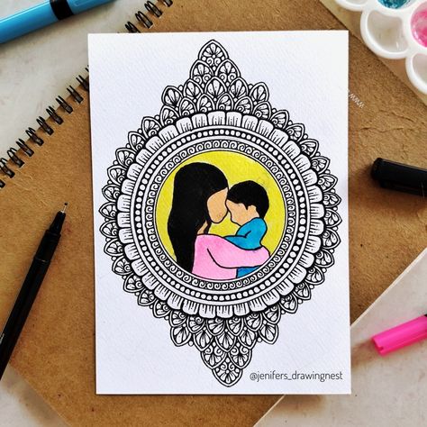 Mother's day special mandala art Mom And Son Mandala Art, Mothers Day Poster Drawing, Mother Day Drawings Art, Mother Mandala Art, Mothers Day Special Drawing, Drawing On Mother's Day, Mother's Day Mandala Art, Mother's Day Paintings, Mother Day Drawings