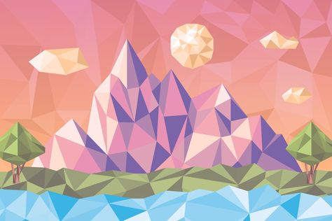 Free Vector | Flat design low poly landscape illustration Low Poly Landscape, Landscape Illustration, Flat Design, Low Poly, Graphic Resources, Vector Free, Interior Design, Quick Saves, Design