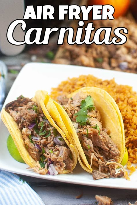 Air Fryer Carnitas Recipes, Carnitas Air Fryer, Pulled Pork Air Fryer, Air Fryer Carnitas, Tripas Recipe, How To Make Carnitas, Country Ribs Recipe, Boneless Country Style Pork Ribs, Beef Carnitas