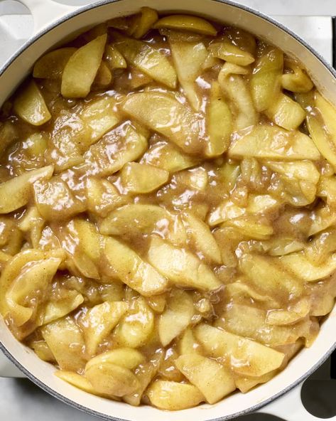 Apple Pie Filling Recipe (Make-Ahead!) | The Kitchn Cooked Apple Pie Filling Recipes, Apple Pear Pie Filling, Freezer Apple Pie Filling Recipes, The Best Apple Pie Recipe, Best Apple Pie Filling, Apple Pie Filling From Frozen Apples, Apple Filling Desserts, Apple Pie Recipe Filling, Apple Pie Filling Recipe