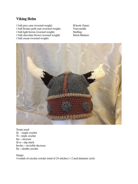 Viking Hat Crochet Pattern, Hat With Horns, Crochet Viking Hat, Crochet Viking, Viking Hat, Crocheted Stuff, Large Hat, Viking Helmet, Viking Costume