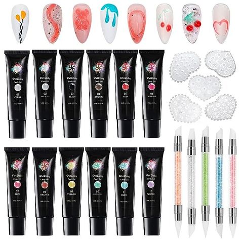 Amazon.com : 3D Nail Gel, 12 Colors 3D Gel for Nail Art Sculpting Gel Molding Gel for Nail Design 5D Candy Gel Carving Gel Nail Polish for DIY Nails Manicure (0.33fl oz*12) : Beauty & Personal Care Rainbow Jelly, Gel Set, Jelly Nails, Diy Nail Designs, Nails Manicure, Manicures Designs, 3d Nail, Unique Nails, Nail Drill