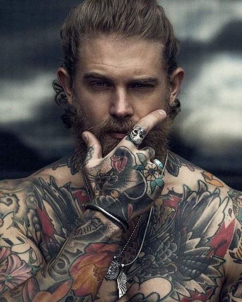 Royal... long blonde hair on top. Shaved on sides.  Full upper torso tattoos stops at neck. Pale grey eyes. Jewerly Tattoo, Josh Mario John, Man With Tattoos, Blonde Man, Gargoyle Tattoo, Country Tattoos, Tattoo People, Inspiration Tattoos, Pale Blonde