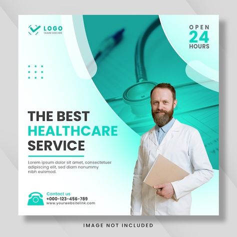 Medical Insurance Poster, Healthcare Creative Ads, Promotion Banner Design, Healthcare Social Media, Healthcare Inspiration, Medical Branding, Doctor Logo, Doctor Logos, Medical Marketing