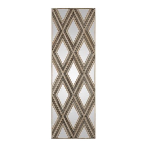 Tahira Wood Wall Decor, Rectangle | Uttermost Argyle Wall, Uttermost Wall Art, Wood Wall Art Decor, Mirror Design Wall, Gray Mirror, Argyle Pattern, Titanium Dioxide, Pattern Wall, Rectangular Mirror