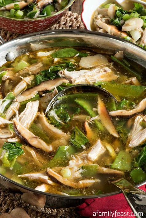 Asian Chicken Soup - A Family Feast® Asian Chicken Soup, Chicken Broccoli Soup, Chicken Vegetable Soup Recipes, Asian Soups, Chicken Stock Recipe, Slow Cooker Bbq Chicken, Homemade Chinese Food, Chicken Chopped Salad, Vegetable Soup With Chicken