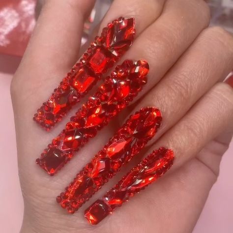 Notpolish-Thao on Instagram: “Bling it on in red! Available on notpolish.com ❤️ 💎 ▪️ ▪️ #notpolish#nailart #nailsoftheday #nails2inspire…” Stone Nails, Fab Nails, Red Stone, Instagram Video, Nail Design, Nail Designs, Nail Art, Instagram Photos, Photo And Video