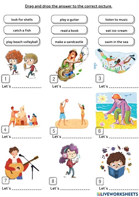 At The Beach Worksheet, Beach Worksheet, Year 2 Worksheets, 1 Worksheet, English Activities For Kids, Esl Vocabulary, Vocabulary Games, English For Kids, English Activities