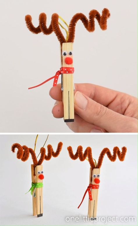 These clothespin reindeer are SO CUTE! And they’re really easy to make! In less than 5 minutes you can make an adorable homemade Christmas ornament using only dollar store supplies! This is such a fun Christmas craft and a great craft for kids! Such a creative little Rudolph craft! Clothespin Reindeer, Homemade Christmas Ornament, Reindeer Christmas Ornaments, Rudolph Crafts, Clothespin Crafts Christmas, Christmas Clothespins, Dollar Store Christmas Crafts, Preschool Christmas Crafts, Christmas Crafts For Kids To Make