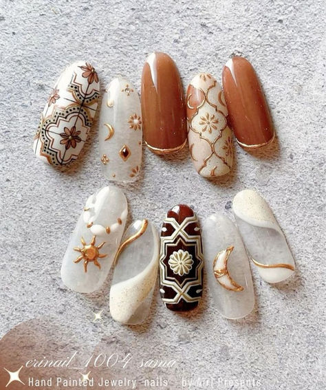 Bohemian Nails, Boho Nails, Art Deco Nails, Asian Nails, Hippie Nails, Vintage Nails, Hot Nails, Unique Nails, Nail Art Inspiration