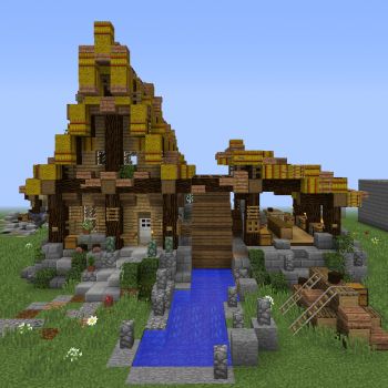 Quirky Unfurnished Medieval Sawmill - Blueprints for MineCraft Houses, Castles, Towers, and more | GrabCraft Minecraft Sawmill, All Minecraft, Minecraft Medieval, Medieval Houses, Minecraft Blueprints, Wood Stairs, Cool Minecraft, Minecraft Building, Minecraft Projects