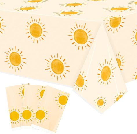 Boho Sun Birthday Party, Sun Party Decorations, Boho Sun Birthday, Sun Birthday Party, Sunshine First Birthday, Boho Tablecloth, Sunshine Birthday Parties, Baby Shower Boho, Sun Birthday