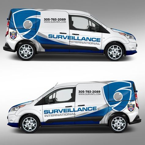 Tech/camera security company car design - surveillance international w/ small ags | Car, truck or van wrap contest | 99designs Van Wrap Design, Truck Wrap Design, Van Signage, Vehicle Wrap Design, Van Signs, Company Car, Truck Wrap, Vehicle Signage, Security Company