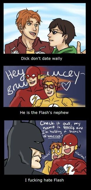 DC comics Barry Allen And Wally West, Batman And Flash, Justice League Funny, Flash Family, Young Justice Robin, First Kid, Young Justice League, Flash Comics, Batfamily Funny