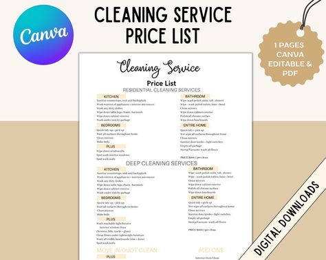 Editable Cleaning Service Price List Cleaning Agreement Cleaning Service Cleaning Business Housekeeper Agreement-janitor Contract - Etsy House Cleaning Prices, Cleaning Services Prices, Cleaning Contracts, Residential Cleaning Services, Construction Cleaning, Residential Cleaning, How To Clean Mirrors, Contract Agreement, Cleaning Companies