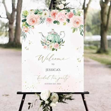 Amazon.com : Tea Party Welcome Sign, Bridal Tea Shower Welcome Sign, Blush Floral Bridal Shower Welcome Sign, Pink Bridal Shower Sign, Bridal Shower Welcome Sign, Bridal Shower Decorations, Editable Welcome Sign : Patio, Lawn & Garden Bridal Shower Tea Party Sign, Tea Party Bridal Shower Welcome Sign, Bridal Partea, Bridal Tea Party Decorations, Tea Party Centerpiece Ideas, Tea Party Signs, Tea Party Welcome Sign, Tea Party Sign, Tea Party Table Decorations