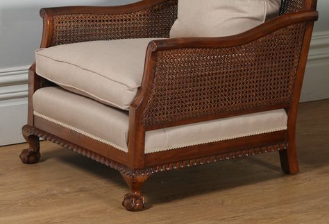 Antique English George V Three Piece Mahogany & Cane Bergere Suite (Circa 1910) Sofa Colonial, Couch Dimensions, Sofa Makeover, Flip Ideas, British Colonial Decor, Dining Interior, Wooden Sofa Designs, Cane Furniture, Luxury Furniture Design