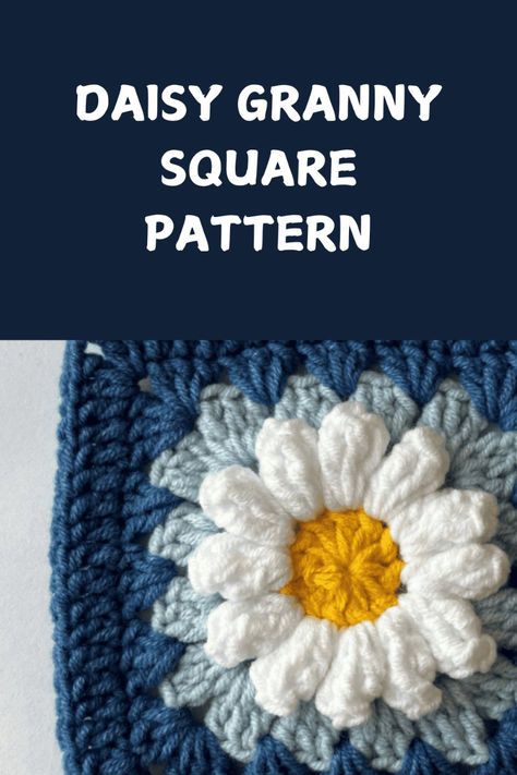 This daisy granny square pattern is super fun and easy crochet pattern. Daisy Squares Crochet, Crochet Flower Afghan Pattern Free, Daisy Afghan Crochet Pattern, Daisy Square Crochet Pattern Free, Granny Square Daisy Crochet Pattern, Retro Daisy Granny Square Pattern Free, Pretty Granny Squares Free Pattern, Daisy Granny Square Pattern Free, Daisy Square Crochet Pattern