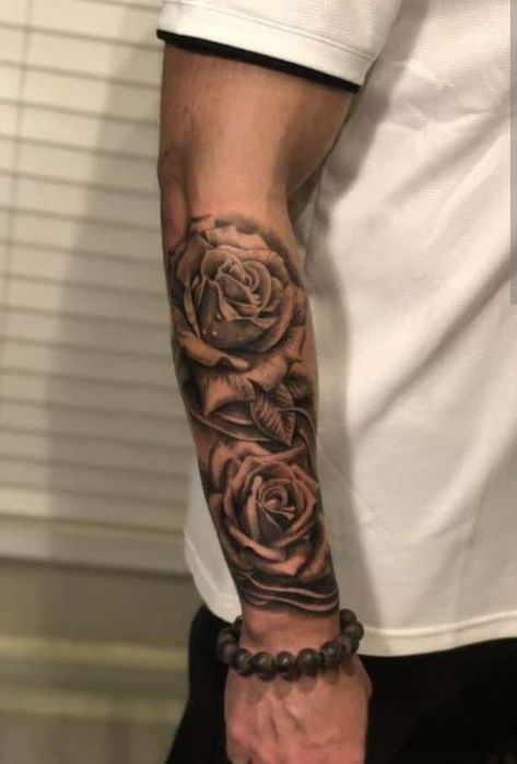 Roses Tattoo Men, Rose Wrist Tattoo, Tattoo Inner Arm, Roses Tattoo, Forearm Tattoo, Rose Tattoos, Rose Tattoo, Wrist Tattoos, Arm Tattoo