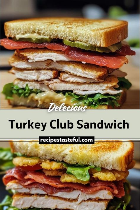 This Turkey Club Sandwich is a classic and satisfying choice for a quick lunch or casual meal. Layered with fresh turkey, crispy bacon, and crisp romaine lettuce between toasted bread slices, it offers a delightful combination of flavors and textures. Add optional ingredients like avocado or cheese to customize it to your taste. Turkey Club Sandwich Recipes, Club Sandwich Recipe, Turkey Club Sandwich, Club Sandwich Recipes, Traditional Thanksgiving Recipes, Turkey Club, Fresh Turkey, Easy Thanksgiving Recipes, Toasted Bread