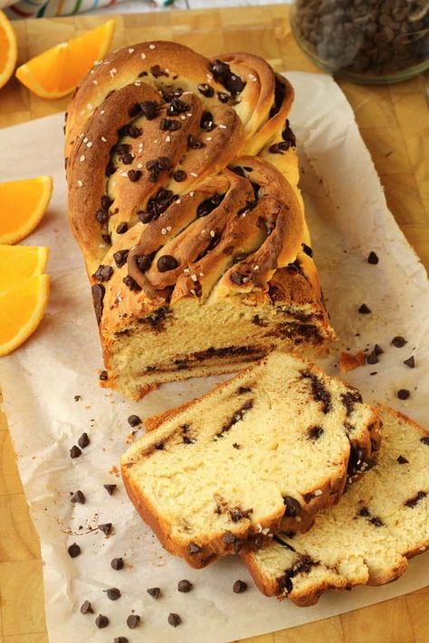 Chocolate Chip Brioche Recipe Chocolate Chip Brioche Bread, Orange Chocolate Chip Bread, Chocolate Chip Brioche, Easter Breads, Basic Dough Recipe, Brioche Bread Recipe, Chocolate Brioche, Recipe Ingredients List, Baking Challenge