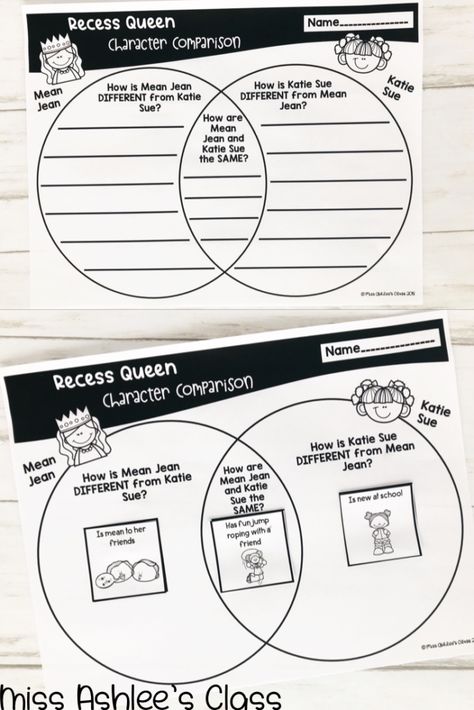 Character in the Classroom: Recess Queen Book Companion - Miss Ashlee's Class Recess Queen Activities Free, Mean Jean The Recess Queen Activities, Recess Queen Anchor Chart, The Recess Queen Activities, Understanding Characters 2nd Grade, Graphic Novel Lesson Plans Activities, Character Trait Lessons For Middle School, Recess Queen, Mean Jean