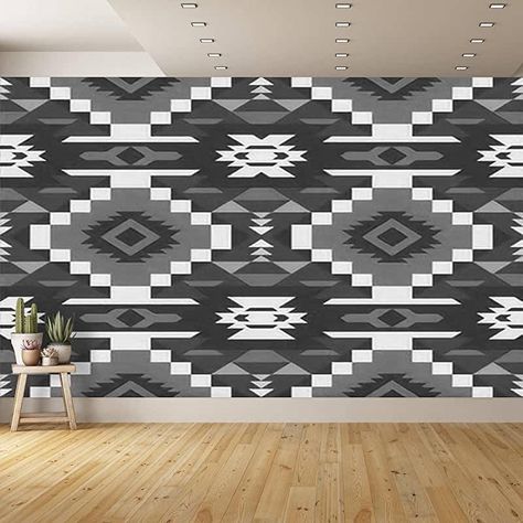 Western Wallpaper Living Room, Country Accent Wall Bedroom, Western Wallpaper Home, Western Wallpaper Peel And Stick, Western Accent Wall Paint, Western Wall Painting Ideas, Aztec Accent Wall, Western Accent Wall, Western Laundry Room