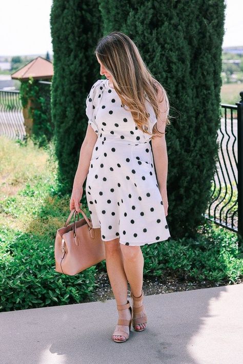 Classic in Polka Dots – She Knows Chic, black and white outfit, polka dot dress, target dress, target style, church outfit, sunday best, summer dress, mom dress Layering Street Style, White And Black Polka Dot Dress, Rose Gold Purse, White Summer Outfits, Church Outfit, Dots Dress, Gold Purse, Target Dress, Trendy Girl