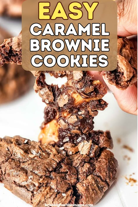 If you're a fan of chewy caramels and decadent chocolate in your cookies, prepare to fall in love with our Salted Caramel Brownie Cookies. Salted Caramel Brownie Cookies, Salted Caramel Brownie, Crumble Cookie Recipe, Brownie Mix Cookies, Salted Caramel Cookies, Chocolate Brownie Cookies, Salted Caramel Brownies, Chewy Brownies, Thanksgiving Cookies